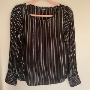 Express Striped Puff Sleeve Button Cuff Top - XS
